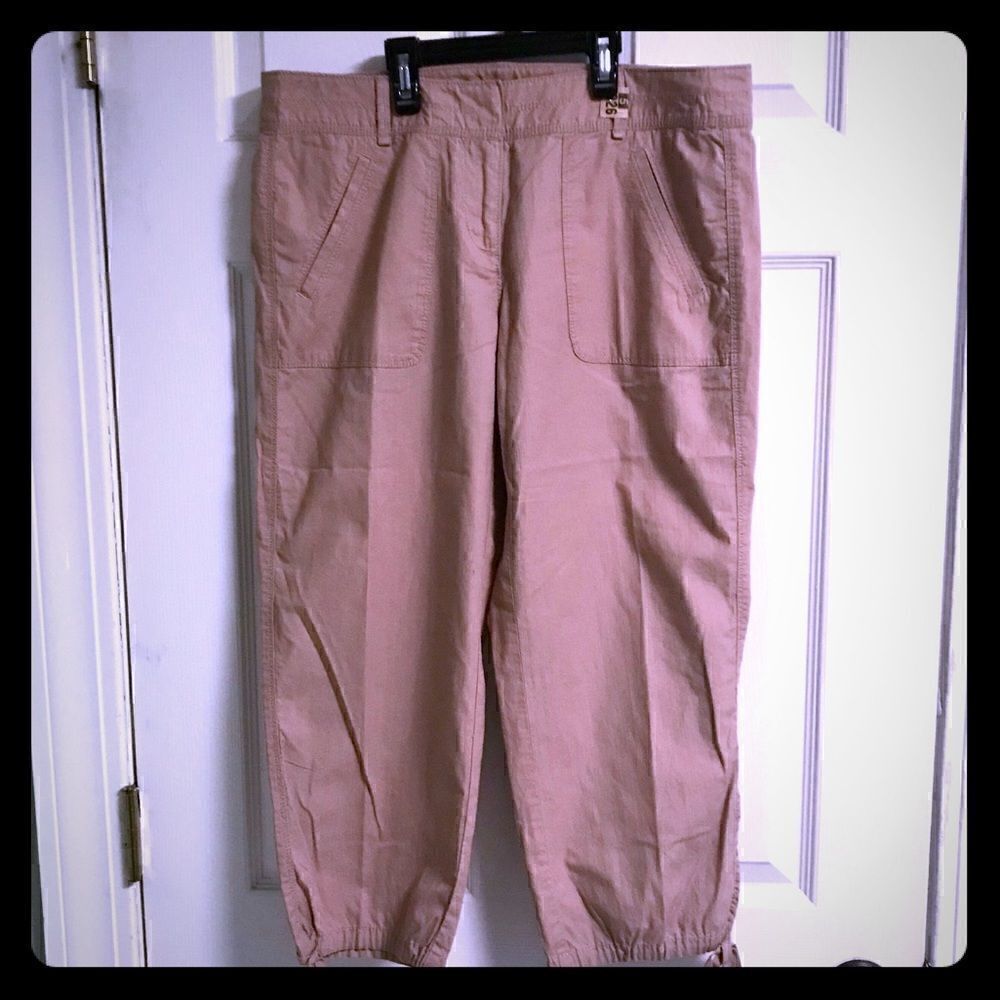 Ann Taylor Loft sz 4 khaki cotton capri tie bottom